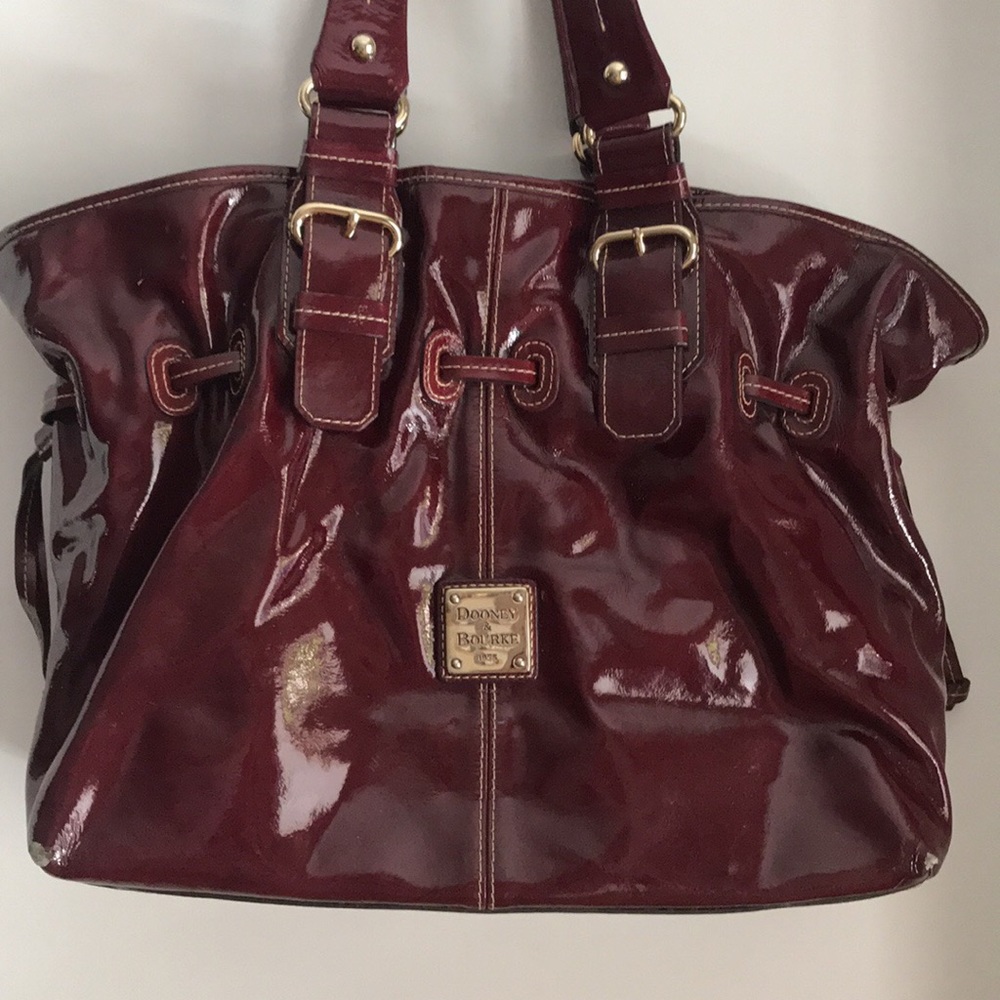Dooney & Bourke Patent Leather Plum Chiara Tote Purse LARGE